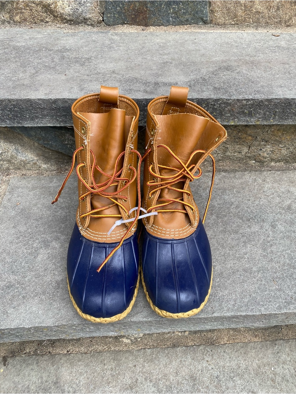 L.L. Bean Women’s 11 Navy and Brown Duck Boots NWOB